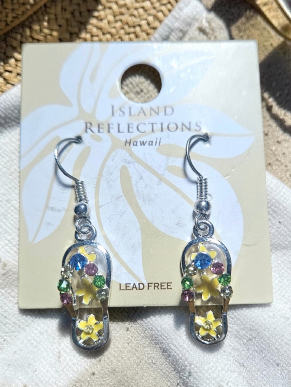 Island Reflections Hawaii Flip Flop Dangle Earrings NWT